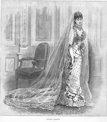Wedding Toilette Wedding Gown Victorian Fashions 1882 Antique Print 