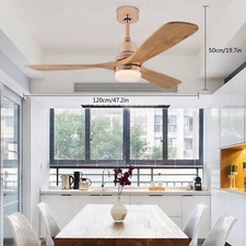 48" 3 Blades Ceiling Fan Light LED Chandelier 6 Speed Timing Fan Lamp & Remote