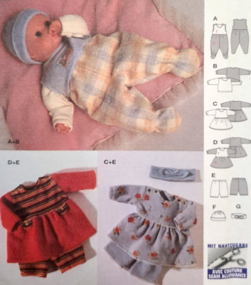 Uncut Burda 8841 Sewing Pattern Baby Doll Clothes Wardrobe Jumper Dress 8-18''