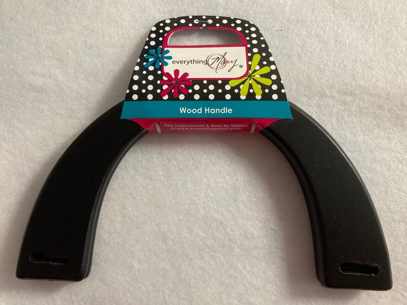 NWT Everything Mary Wood Purse Handles Pair Fabric Sewing DIY Creative - Black
