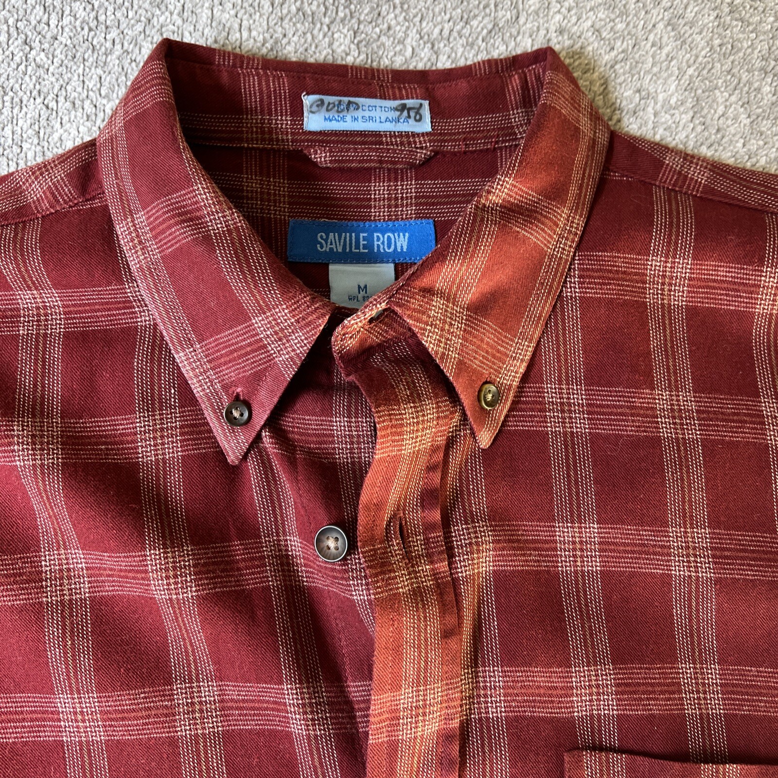 FILA Camicia uomo Savile Row marrone a quadri collo con bottoni manica lunga