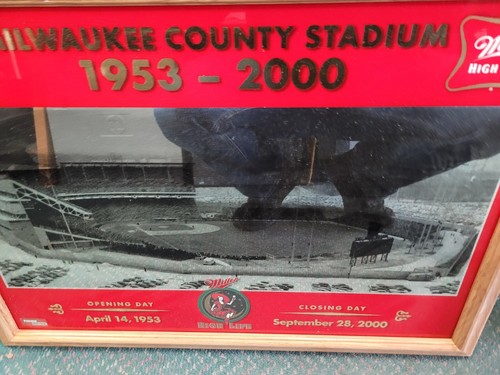 Specchio Milwaukee County Stadium Braves Brewers 1953-2000 birra Miller High Life - Foto 6 di 7