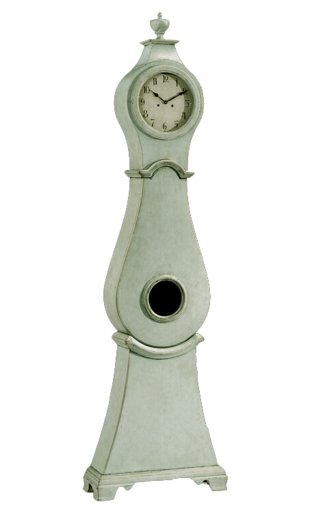 Gustavian Green Painted Reproduction Swedish Mora Grandfather
