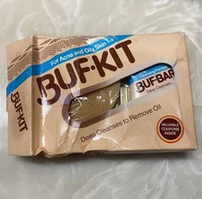 VTG Buf•Kit with Buf Puf Sponge Acne Buf Bar Tray Set NIB BoxDamage 1980s