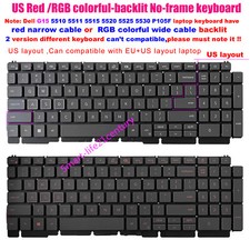 New US Keyboard Red/RGB Backlit for Dell G15-5510 5511 5515 5520 5525 5530 P105F