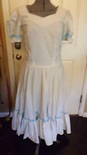 Home Sewn Full Circle Ruffles Square Dance Dress-Sz M