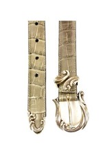 BRIGHTON women  s gray croc embossed leather belt Sz S