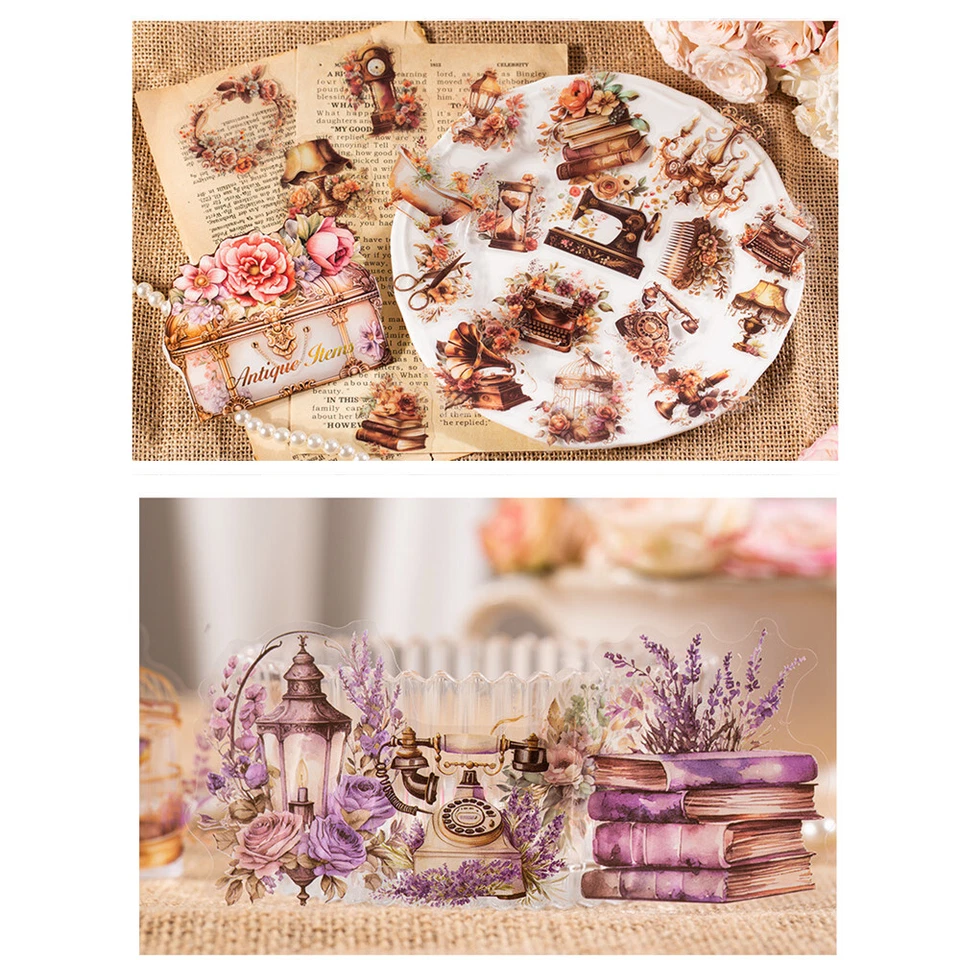 Antiques Floral PET Stickers 40pcs/pack Journals Planner DIY Scrapbooking Crafts - Image 4 of 4