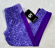 New GK Elite CAPRI LEGGINGS Gymnastics PURPLE Leotard PANTS Tights Girls Sz: AL