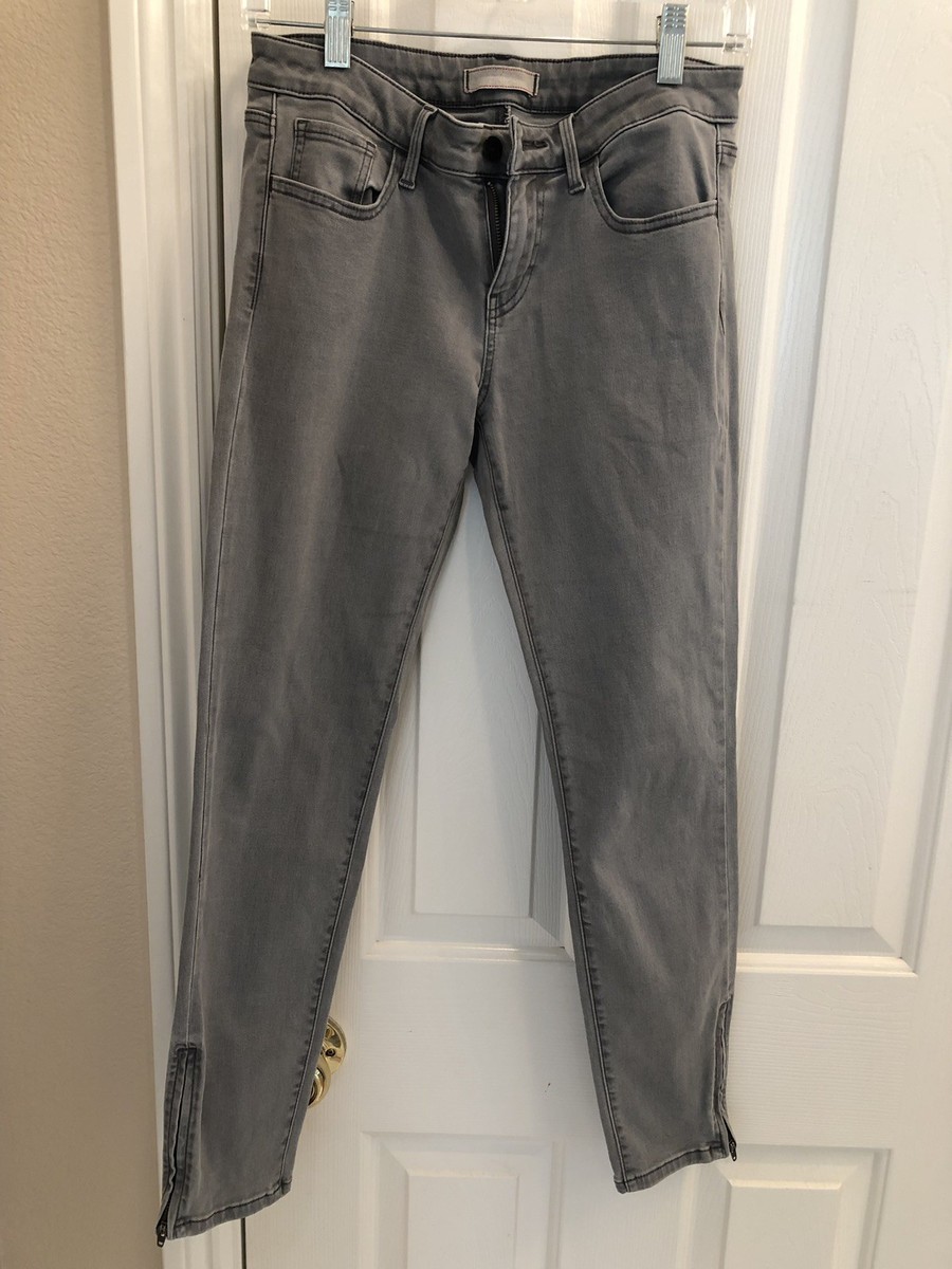 Women's UNIQLO Faded Gray Stretch Skinny Jeans w/ Zippers Size