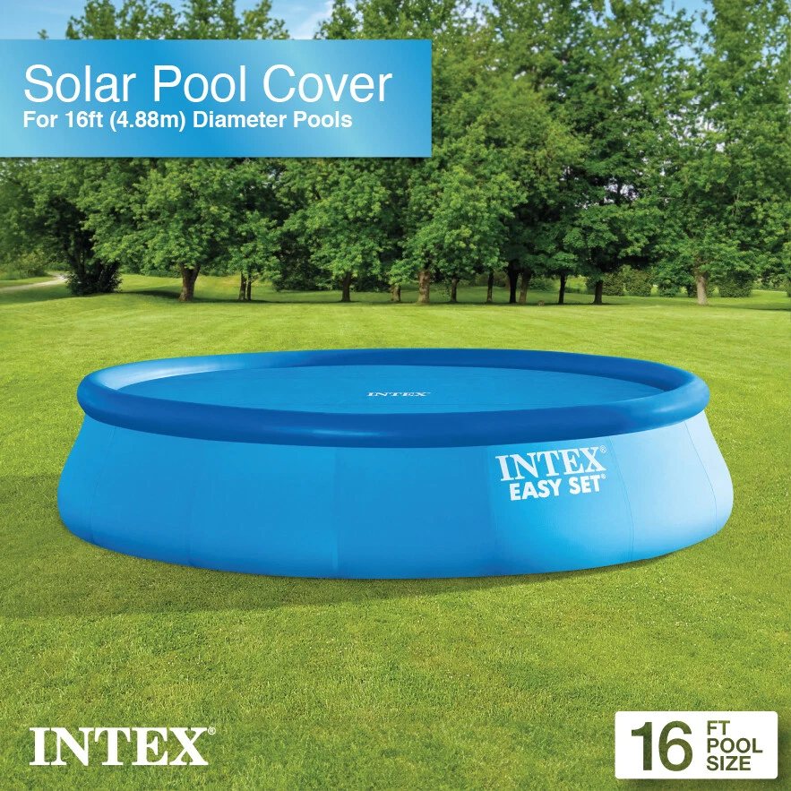Intex 28014E 16 Ft Above Ground Pool Solar Cover with Carry Bag, Blue (Open Box) - Image 2 of 4