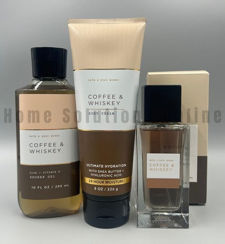 Bath & Body Works Coffee & Whiskey Gel Wash Cream Cologne Full Size 3 Pcs #247