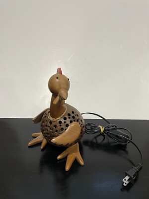 Vintage Hen Chicken Coconut Shell Lamp Light Wooden Lantern Unique