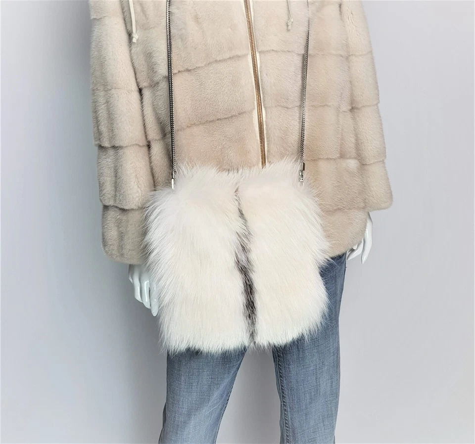 Manguito de piel de zorro de mármol ártico, manguito, manguito de piel, manguito de piel real, acoplamiento de piel, acoplamiento Foto 2 de 4