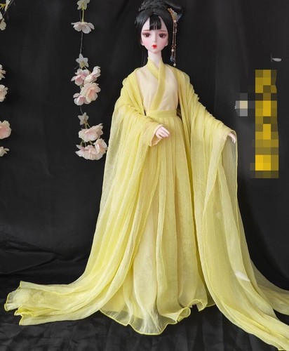 1/6 Female Action Figures Retro Hanfu Costumes Set Yellow Fairy Dress for 12Inch - Picture 3 of 3