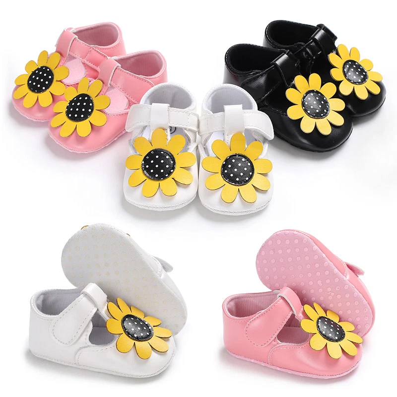 New Arrived Baby Girl Sunflower Crib Shoes Infant Toddler T-Bar First Shoes | eBay