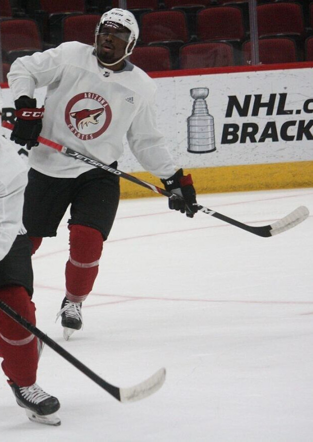 ARIZONA COYOTES Bokondji Imama worn white #15 practice jersey 21-22 rookie camps