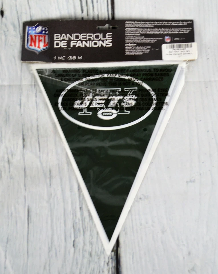 NFL New York Jets Banderín Plástico Banderín 12 Pies Fútbol Fiesta Decoración Deporte Foto 4 de 4