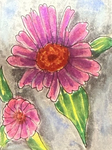 ACEO Bright Pink Beautiful Flower  - Anna Happ