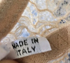 LA PERLA  Nude Tan  Lace Demi Underwire Mesh Bra Size 36 D