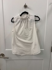 Banana Republic White Ruffle Neck Sleeveless Blouse   Size XS