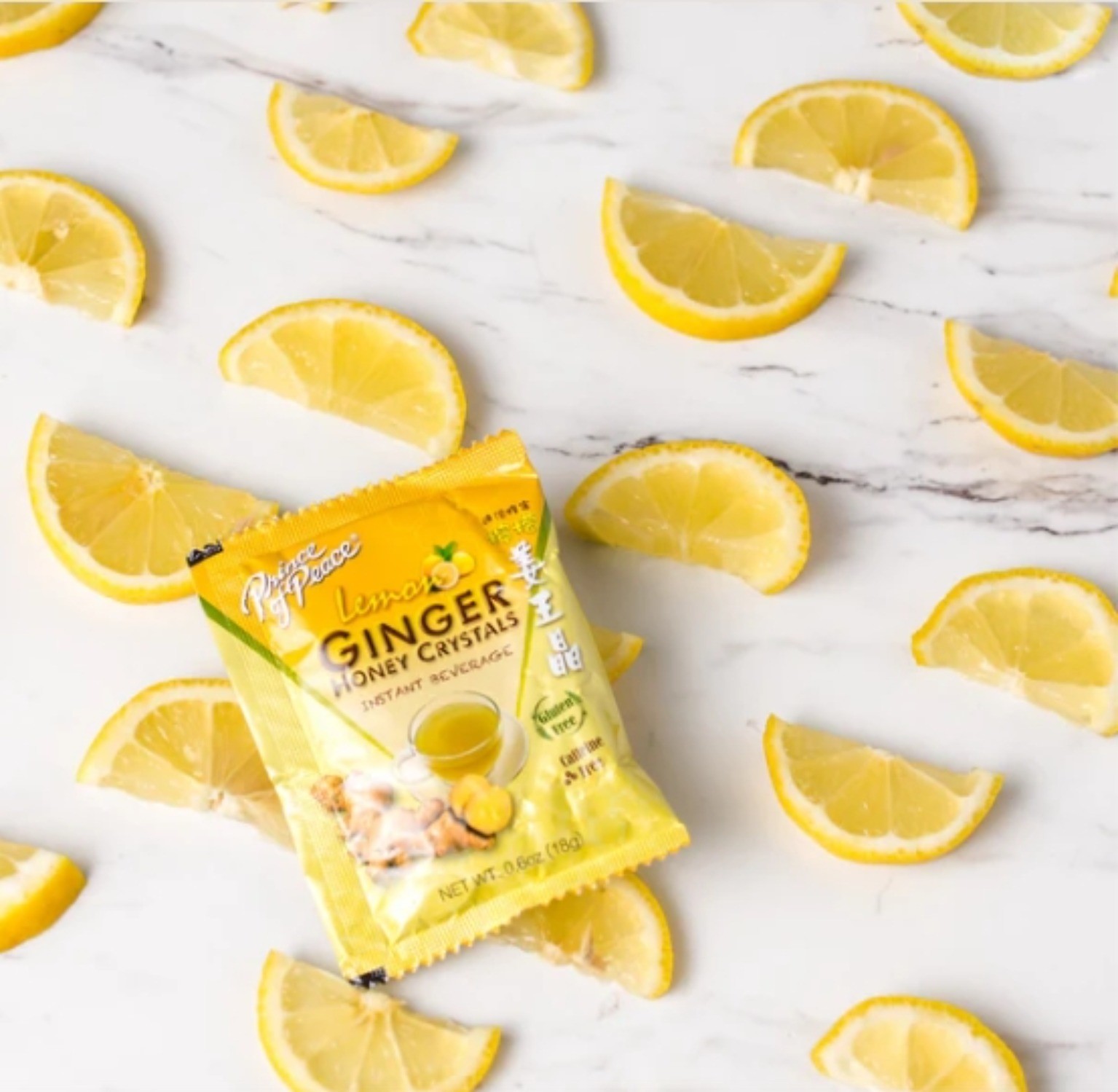 Lemon Ginger Tea Instant Ginger Honey Crystals, 30 Sachets -Prince of Peace