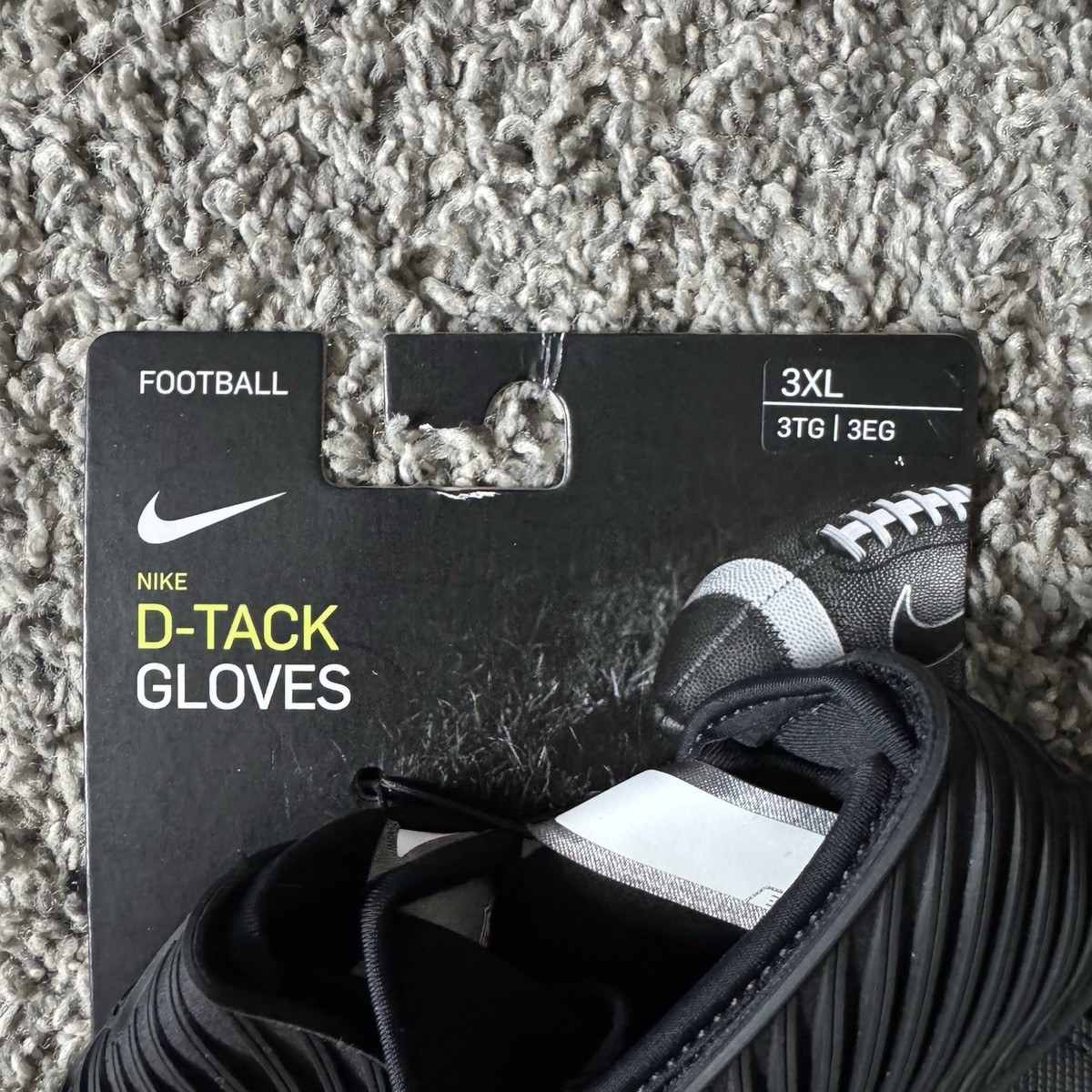 Nike D-Tack Defensive Tackle Offensive Lineman Gloves Black Silver