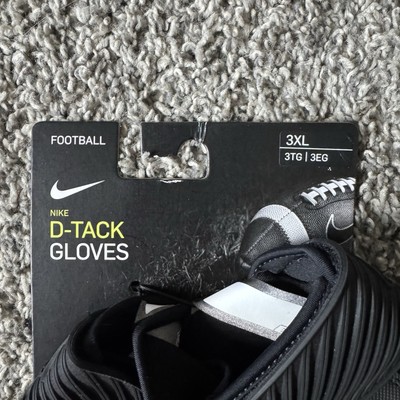 Nike D-Tack Defensive Tackle Offensive Lineman Gloves Black Silver