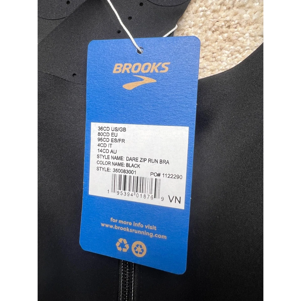 Sujetador Brooks Dare con Cremallera 2.0 Negro 36C/D Soporte de Alto Impacto Cremallera Frontal Negro Foto 4 de 4