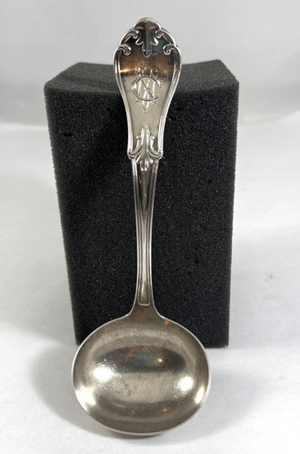 F&H FARRINGTON & HUNNEWELL Boston Coin Silver Gravy Ladle Monogrammed Fiddle Tip