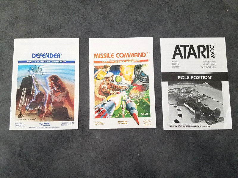 Atari Defender, Missile Command & Pole Position Instructions Manuals 