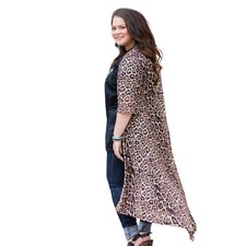 Crazy Train Leopard Print Open Cardigan - Tan...
