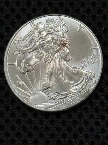2016 ASE American Silver Eagle with spotty toning