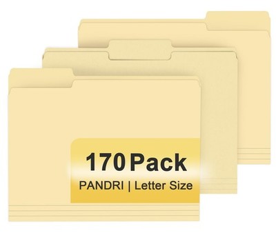 File Folder, 170 Pack File Folder, 1/3 Cut Tab, Letter Size, Filing Folder fo...