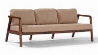Modernes 3-Sitzer Sofa Beige Braun Holzgestell Polstersofa