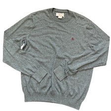 Penguin Original Mens Gray Cotton Crew Neck Sweater Lightweight Knit Casual Top