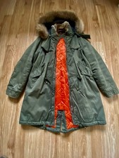 stylischer Parka mit Fellkragen und abnehmbarer Kapuze in khaki/oliv Größe 38
