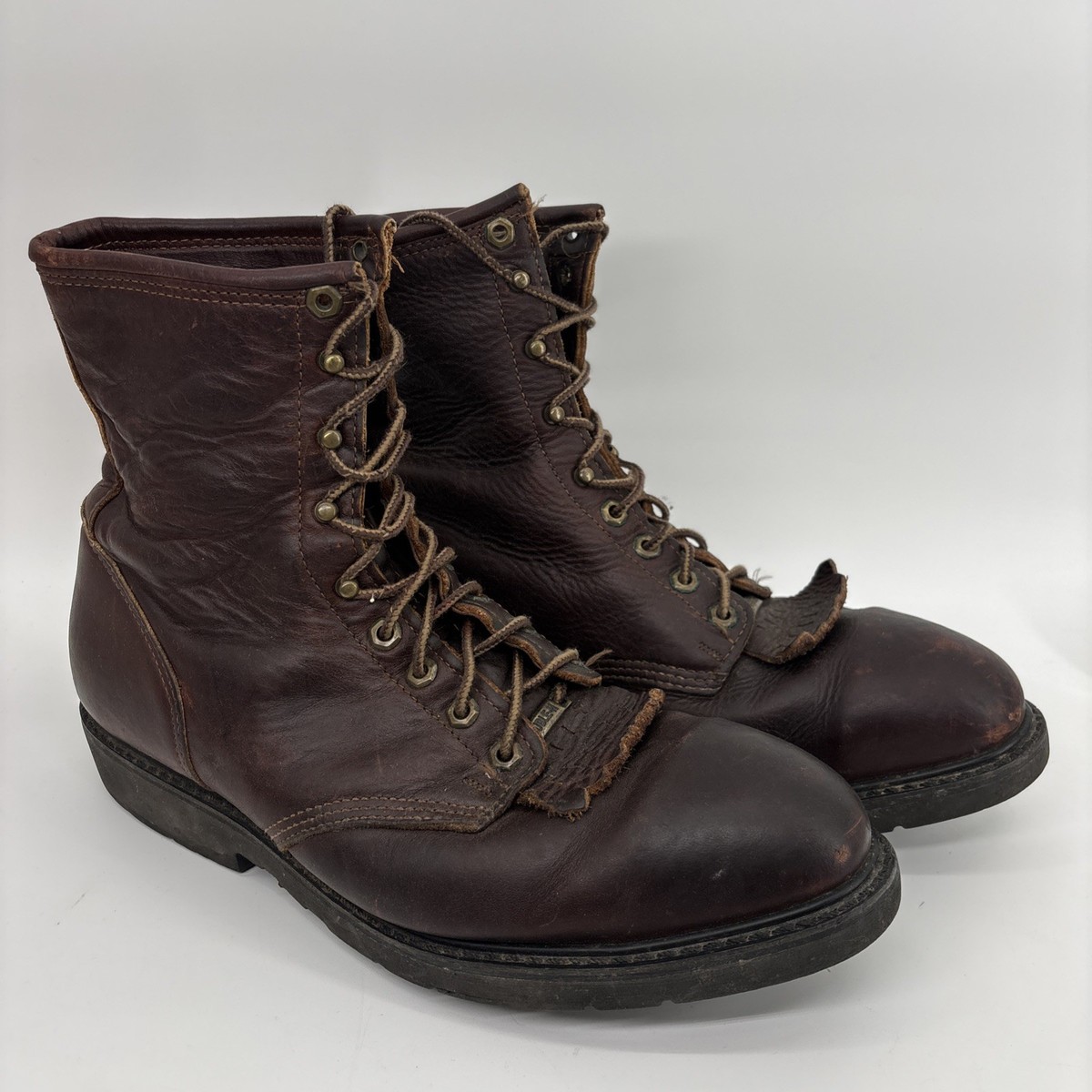 Double H lacer brown lace up leather boots Double H Lacer Kiltie Packer Boot Brown 100% Leather DH058B  main image 3