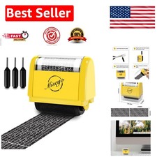 Quick Action Roller Stamp - Identity Theft Protection with 3 Yellow Ink Refills