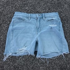 Old Navy O.G. Straight High Rise Light Wash Distressed Cut Off Shorts 8