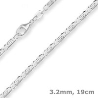 3,2Mm Armband S-Panzerkette Silberarmband Armschmuck Aus 925 Silber 19Cm