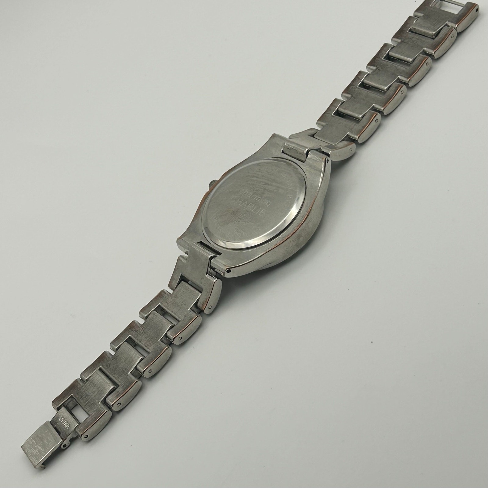 Charming Charlie Silver and Black Crystal Bezel Watch Working New Battery image 5