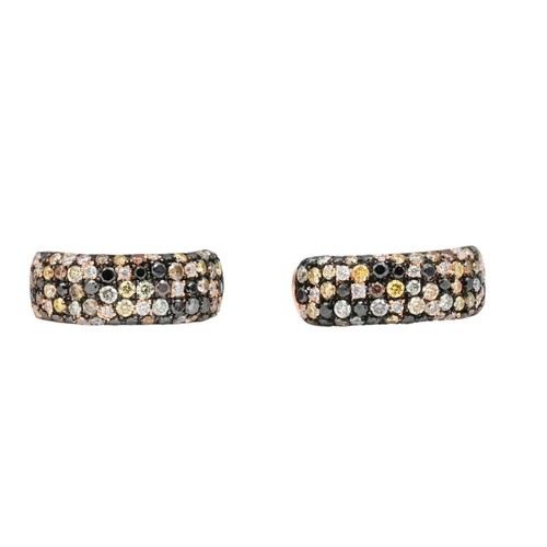 VINTAGE DESIGNER EFFY ESPRESSO CHAMPAGNE DIAMOND HOOP EARRINGS 14K ROSE GOLD
