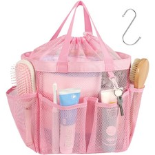 Mesh Shower Caddy Portable with Drawstring - Large 8 Pockets Dorm Room Essent...