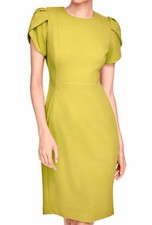 CALVIN KLEIN SHEATH DRESS, UNIQUE TULIP SLEEVE, CELERY, SIZE 4 NWT