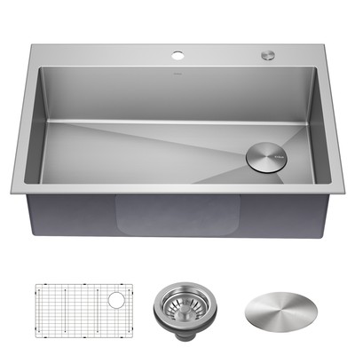 33" Drop-In Top Mount Stainless Single Bowl Kitchen Sink-Certified Refurbished | eBay