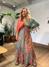 Farm Rio Brazil Colorful Tasseled Lurex Dress Small NEW