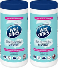 Be Gentle Sensitive Antibacterial Hand & Body Wipes Canister, 50 Wipes, Fragranc