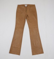 Vintage Christian Dior Size FR40 Brown Leather Floral Print Flares Trousers