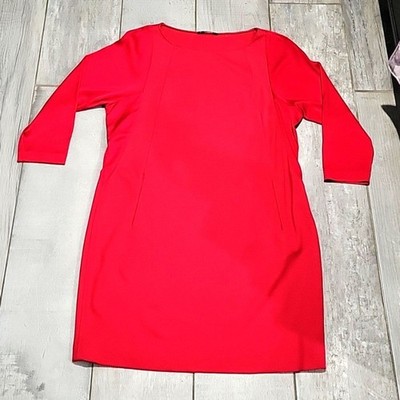 Elie Tahari red mid dress with quarter  sleeves with pockets size medium #2